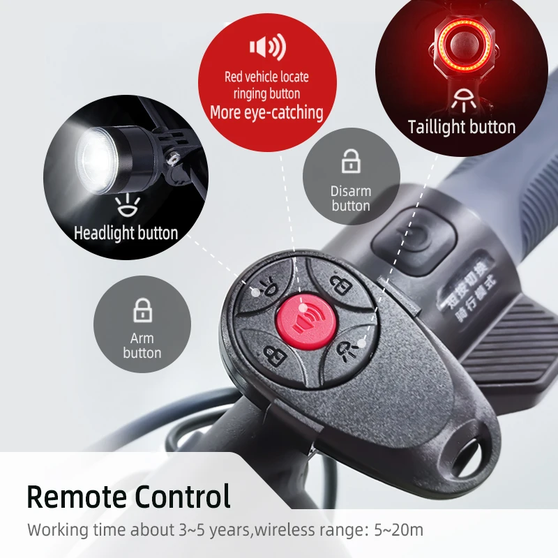 

Smart Wireless LED Bicycle Lights Set Waterproof Front Tail Lights Rechargeable Safety Bike Turn Signal Plastic Rear Alarm 1