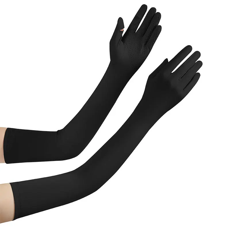 Adult Ice Silk Sun Sleeves - Summer Long UV Protection Fingerless Sleeves for Driving Cycling Sports Sun Shield Artifact