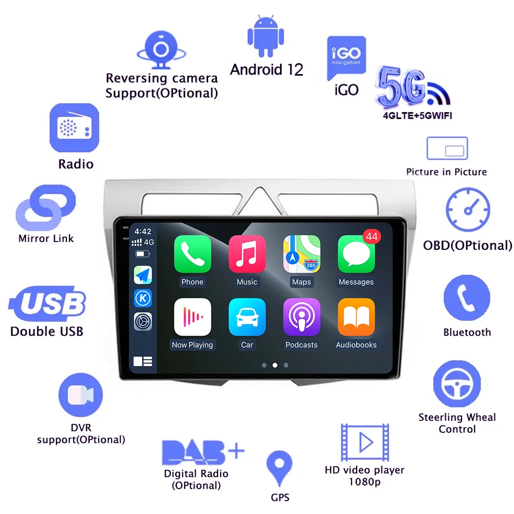 Android 14 For Kia Morning Picanto 2007 - 2011 Car Radio Multimedia Video Player Navigation GPS Head Unit Wireless Autoradio SWC