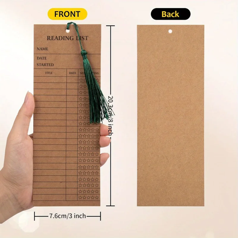 25 علامة مرجعية للقراءة و5 زخارف شرابة، بطاقة مكتبة شخصية من جلد البقر لعشاق القراءة والطلاب والمعلمين #2