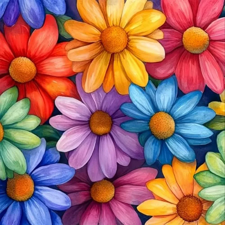 Flowers Diamond Art Kits for Adults, 5D Diamond Painting for Adult Beginners, DIY Full Drill Round Gem Painting Art for Adults,