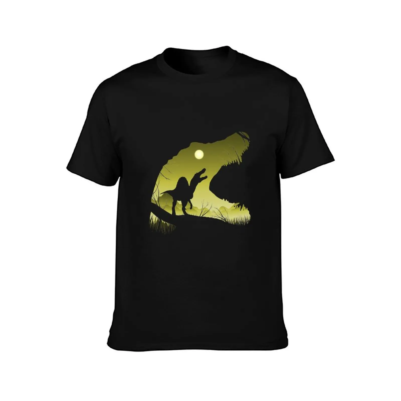 Spinosaurus Silhouette sunset T-Shirt plus sizes designer shirts t shirt men 100℅ cotton