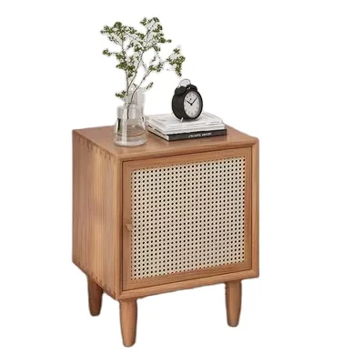 VIC Nordic solid wood nightstand bedroom simple storage locker Hotel guest house small rattan nightstand