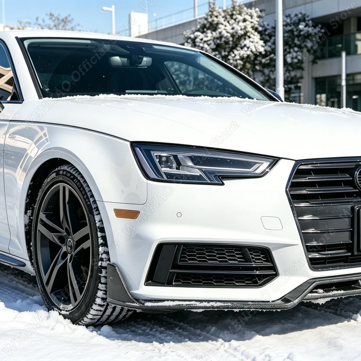 2Pcs Front Bumper Fog Light Cover Grille For AUDI A4 B9 S-Line 2016 - 2018 Gloss Black Honeycomb Car Fog Lamp Grilles Trim Frame view 2