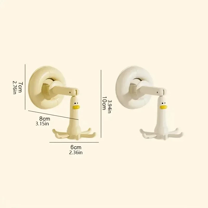 Suction Cup Hook Cute Duck 360 Rotatable Adjustable Wall Mount Storage Bathroom Kitchen Closet Space Hooks Kitchen Accessories