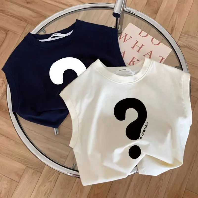 2025 Boy's T-shirt Pure Cotton Vest Summer Style Versatile Casual Explosive Street Boy Sleeveless Clothes Trendy