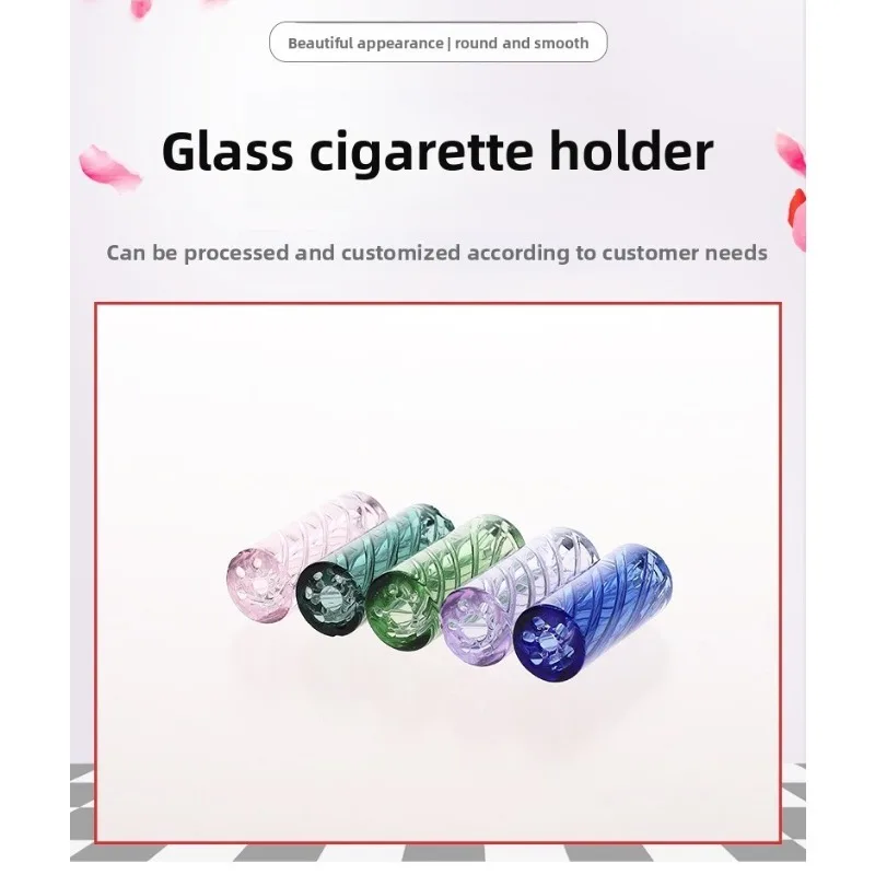 Handmade Spiral Glass Tip Multi-size Reusable Glass Cigarette Filter Tips Portable Round Mouthpiece Smoking Accessory Gift