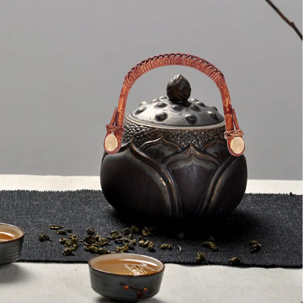 3Pcs Rattan Teapot Handle Replacement Woven Cane Brown Design for Vintage Teakettle Ergonomic Grip Rustic Tea Set Accessories