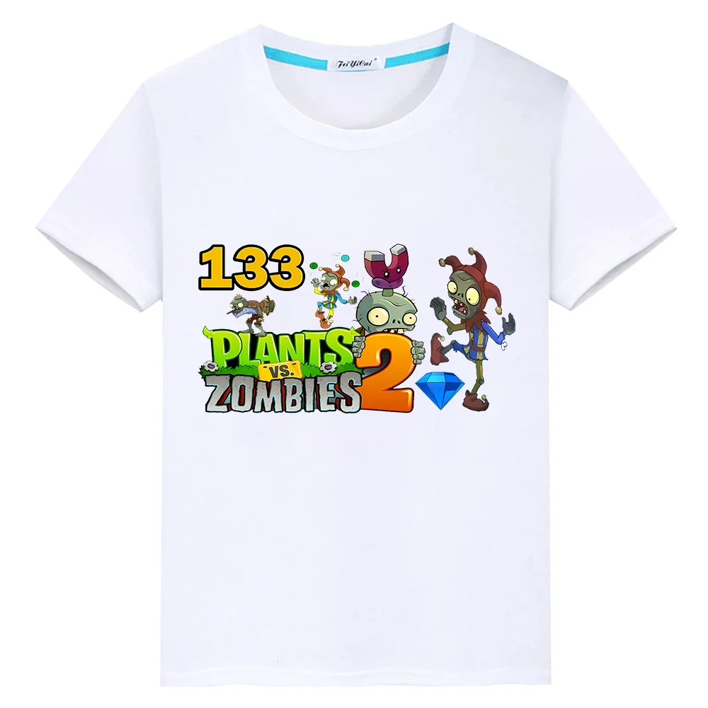 

plants vs zombies Print t shirt for kids boy 10years Kawaii 100%Cotton Tops anime Short pride tshirt y2k Christmas girls clothes