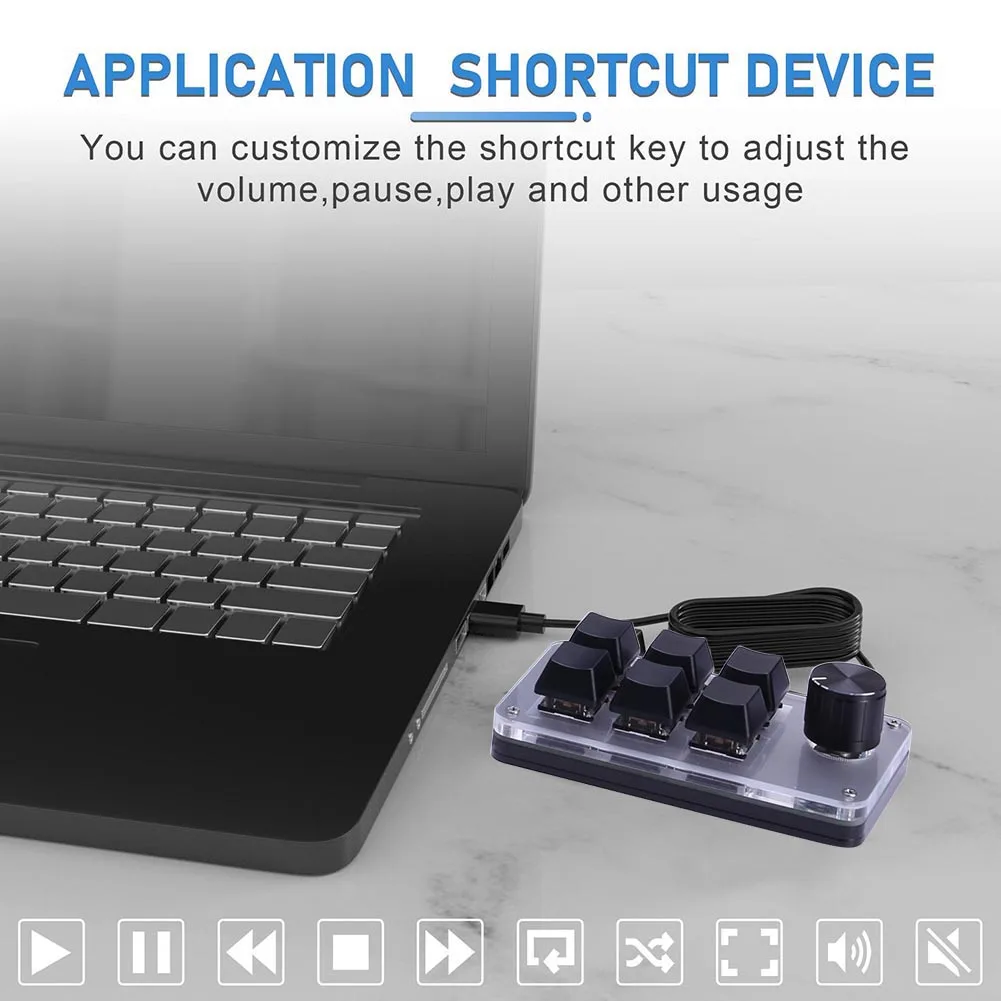 6 مفتاح 1 مقبض برمجة ماكرو مخصص مقبض لوحة المفاتيح الأحمر مفاتيح RGB بيد واحدة لوحة مفاتيح الألعاب الميكانيكية لأجهزة الكمبيوتر المحمول ماك بوك #4