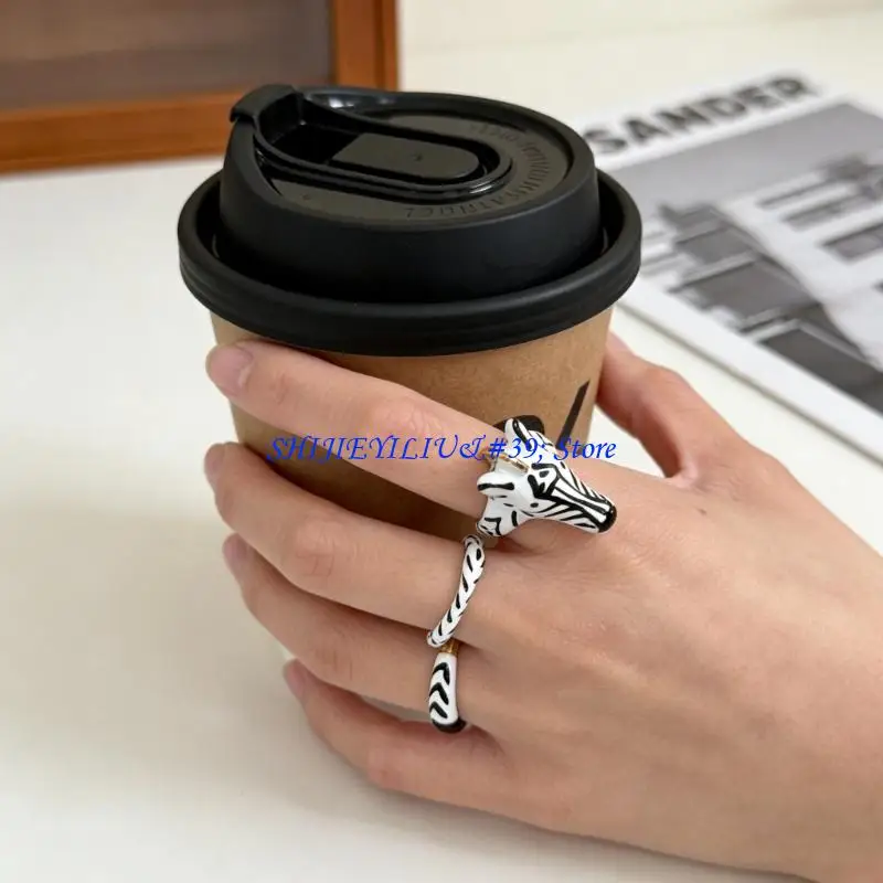 E21F 3pcs Trendy Adjustable Animal Print Rings Retro Inspired Stackable Finger Accessories Set For Trendsetters