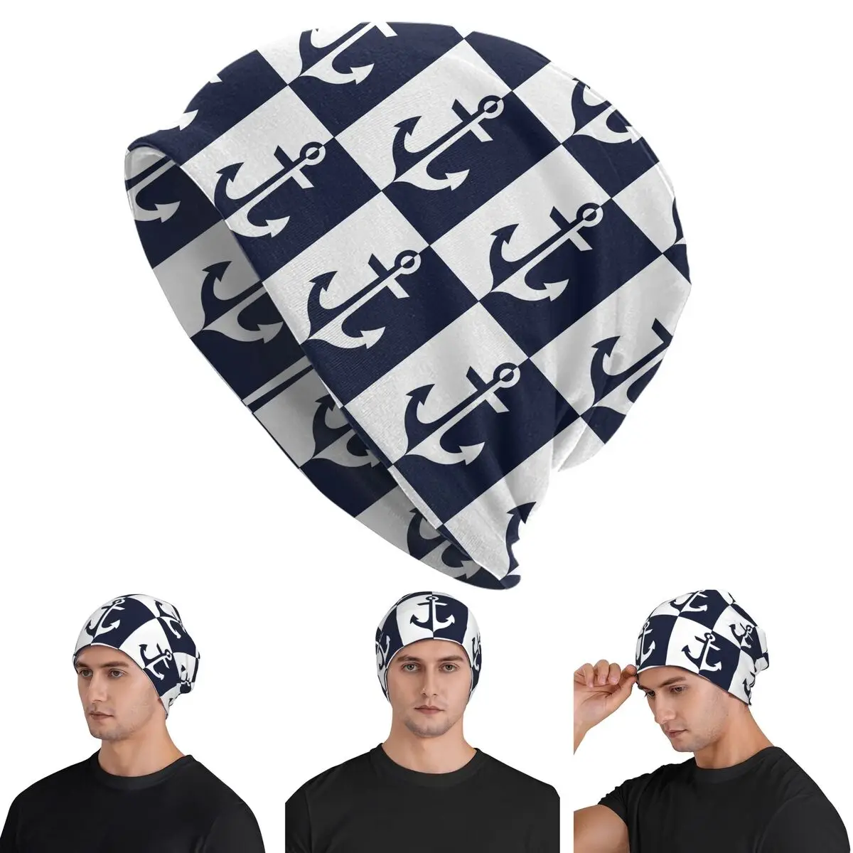 

Морские белые и темно-синие шапки с якорем Skullies, теплые осенне-зимние уличные шапки, вязаные шапки для мужчин, женщин и взрослых