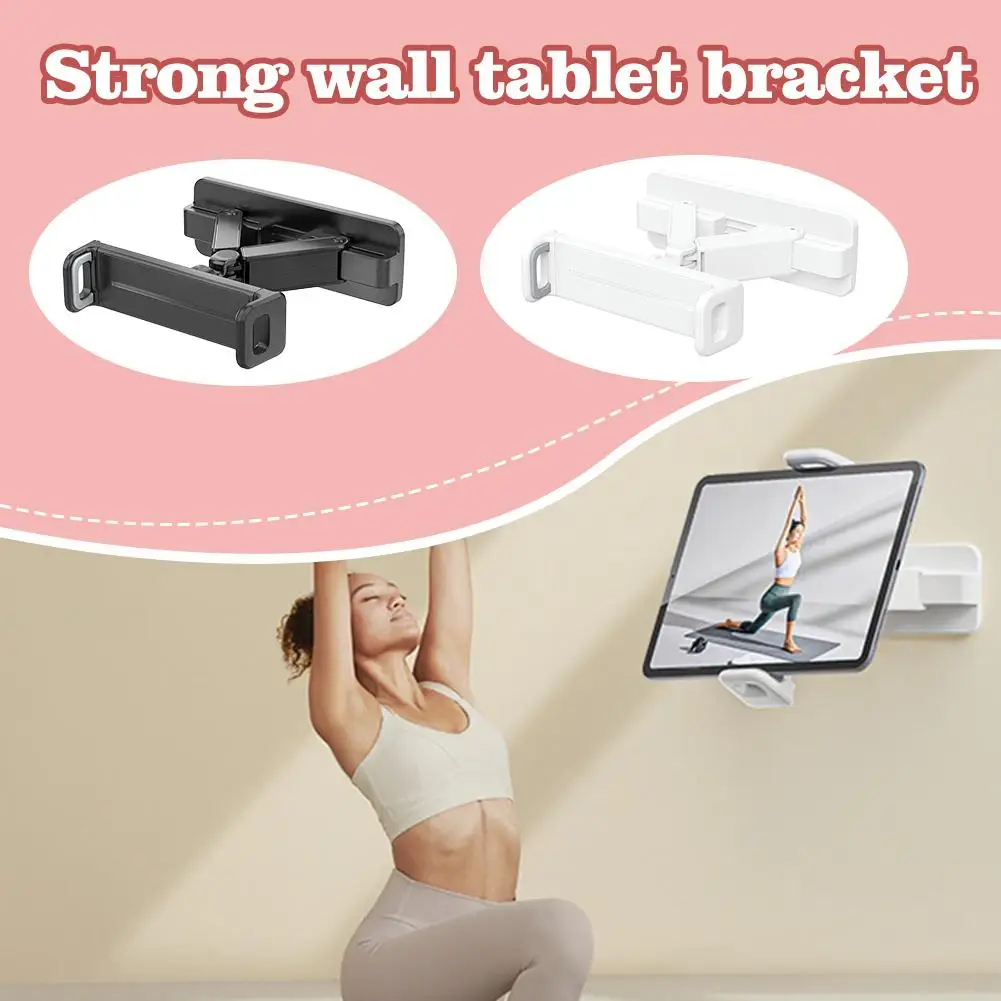 Wall Mounted Tablet Phone Stand Adjustable Retractable Punch Free Tablet Bracket For Bathroom Bedroom Kitchen W5j1