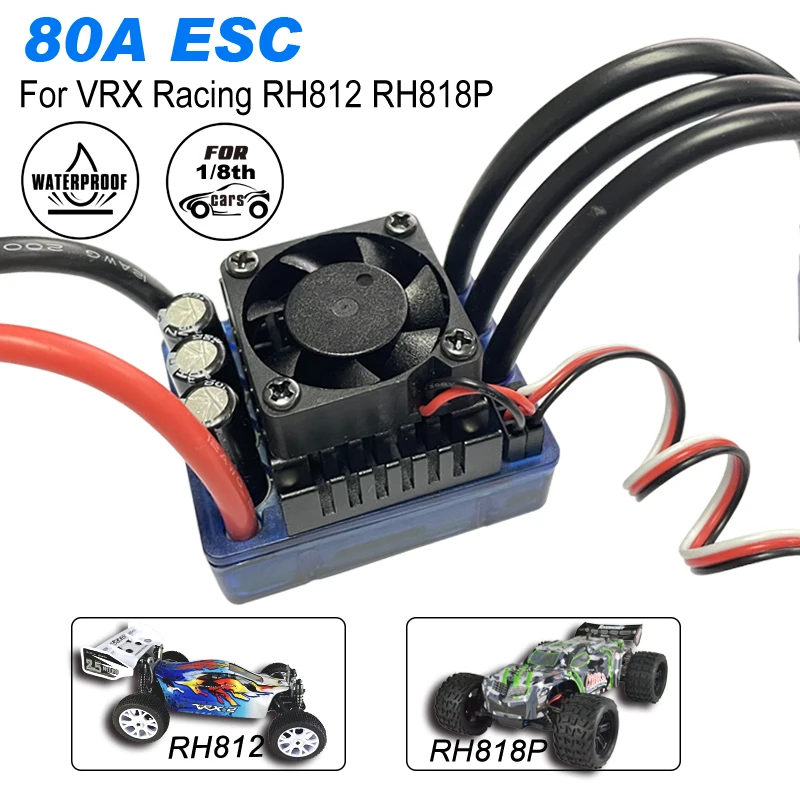 VRX CORSE ESC 80A Brushless 85261 Misura Per 1/8 Bilancia Elettrico Brushless RC Auto RH818 RH820 Cobra Potente e Ad Alta Velocità