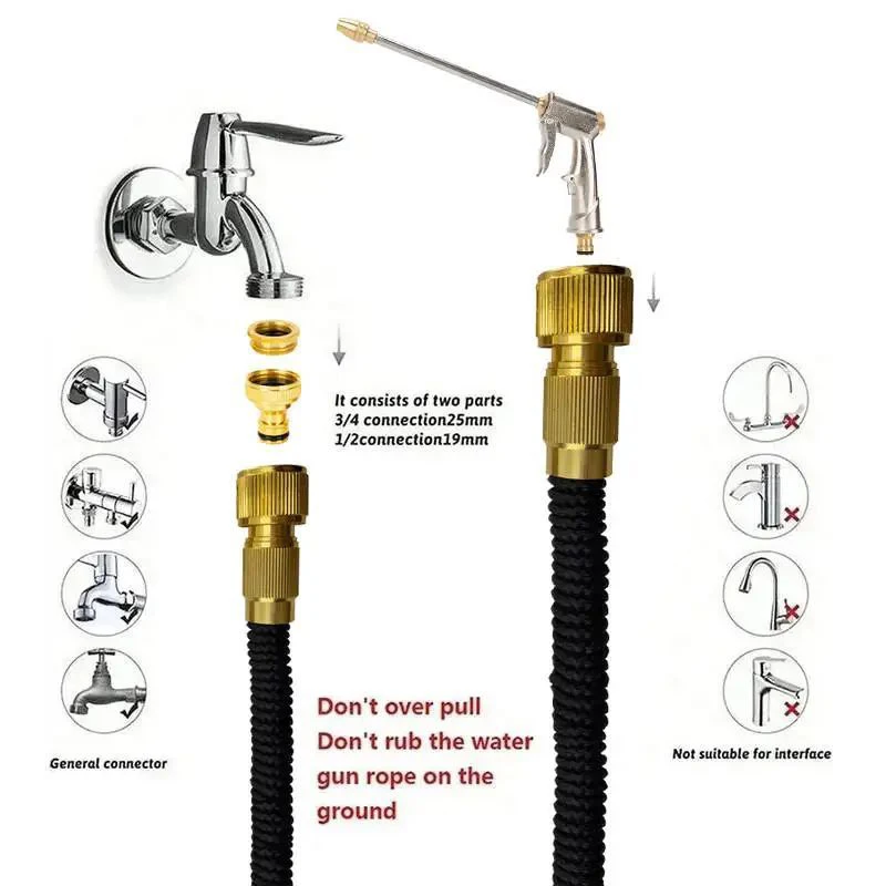 

Black Garden Hose Expandable Magic Water Pipes High-Pressure Car Wash Multi-Functional Functions Water Gun Home Watering Tools