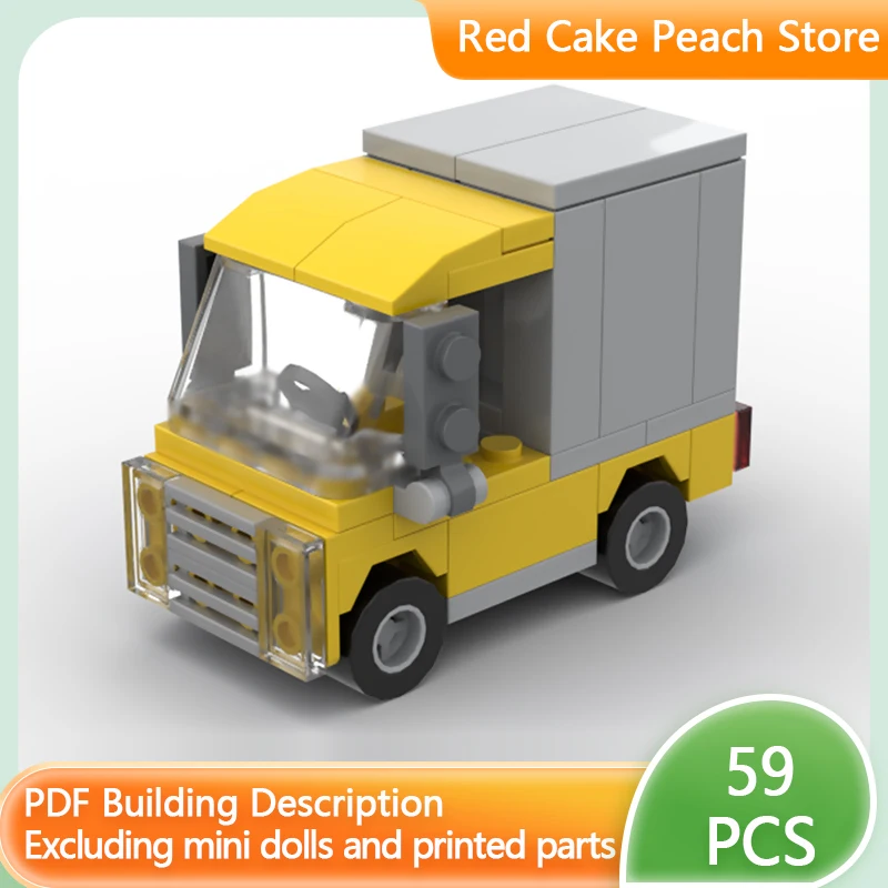 

Модель городской автомобиль MOC, строительные кирпичи, маленький желтый грузовик для доставки, модульная технология, детские праздничные подарки, сборка игрушек, костюм