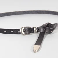Extended Thin Section Knotted Decorative Ladies Belt All-match Slim Skirt Belt Narrow Soft Genuine Leather Women's Jeans Belt - Image 2