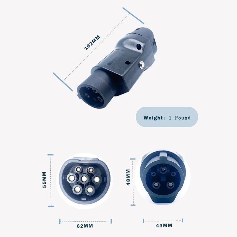 32A 7.4KW EV Station GBT Female Convert to Type 1 Female Adapter For European Electric Car