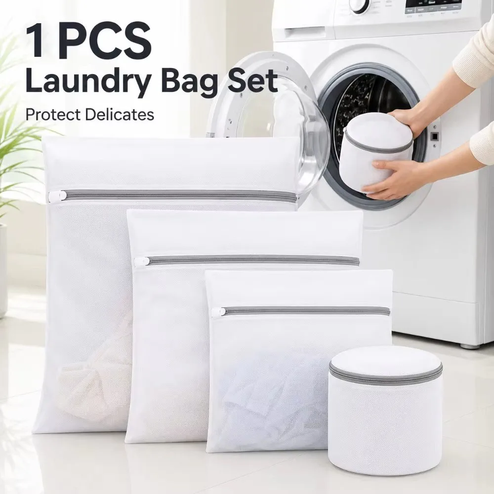 Laundry Bags Household Fine Mesh Underwear Clothes Cleaning Organizer Pouch Reusable Washing Machines Mesh Polyester Laundry Bag