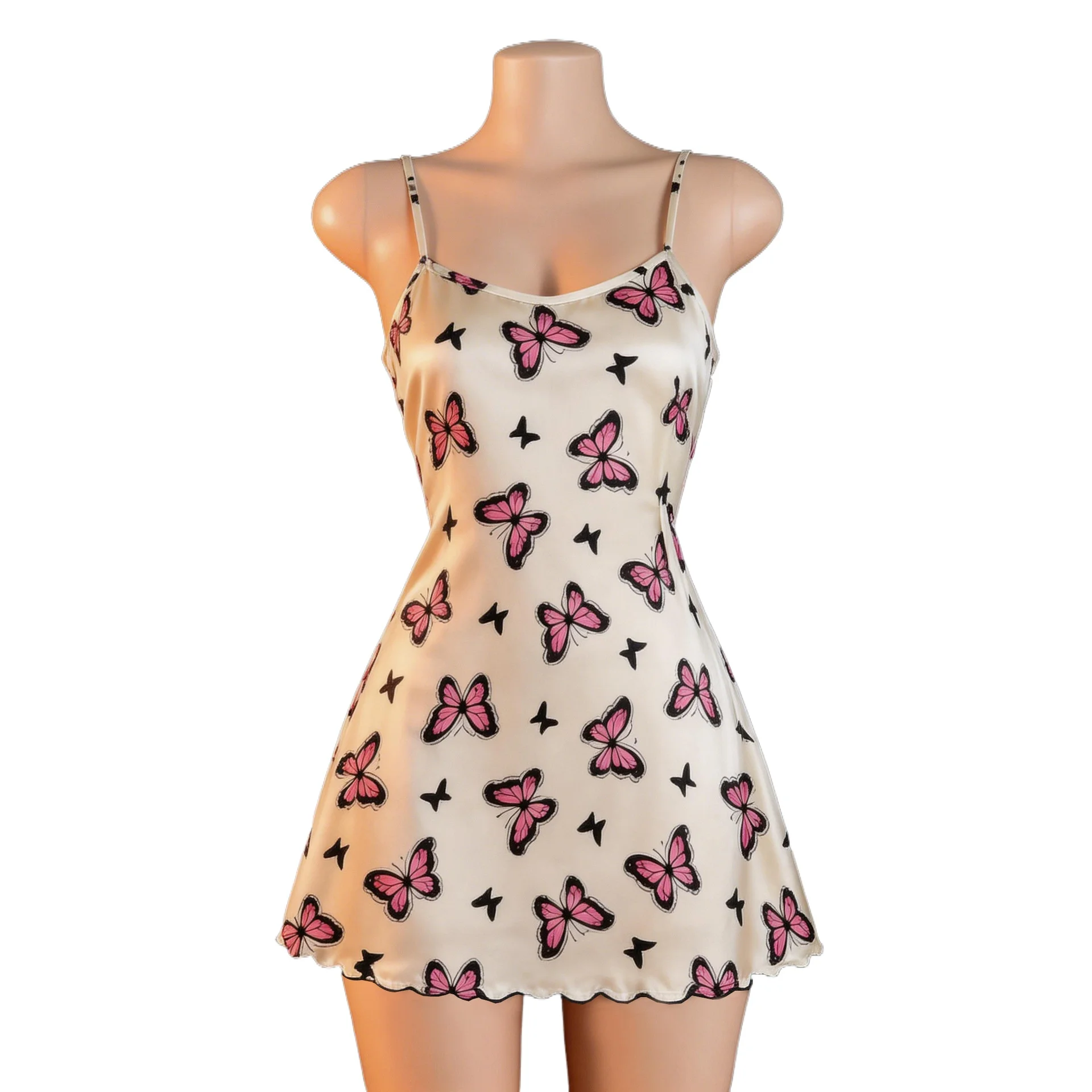 Women Plus Size Cute Printed Slip Nightdress Sexy Pure Style Soft Sleepwear Comfortable Home Loungewear Nightwear