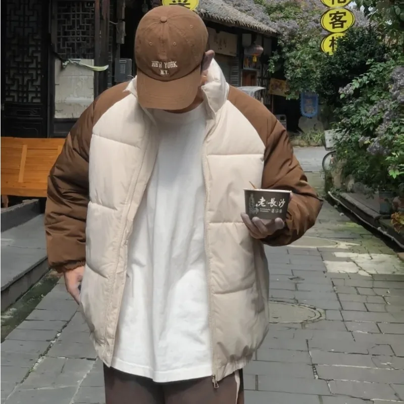 

Мужское теплое ветрозащитное свободное пальто с воротником-стойкой, новая осенне-зимняя куртка для бега, модная куртка на хлопковой подкладке в парном стиле