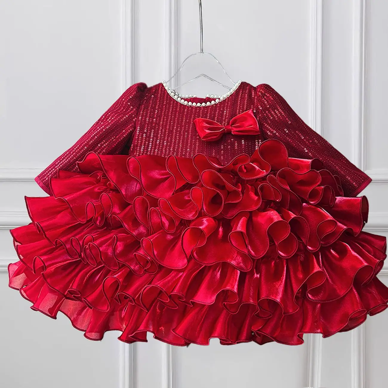 

Платье для девочек: новая модель весна-осень, красивое детское платье-тортик с длинным рукавом, зимнее платье для малышей и детей постарше.