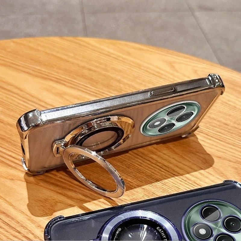 Four Corner Anti-Shock Plating Holder Case For Oppo Reno 12 Fs 11 F 10 Pro 8t 4g 5g 7 6 Lite 5 K Cover Reno12 12f 11f