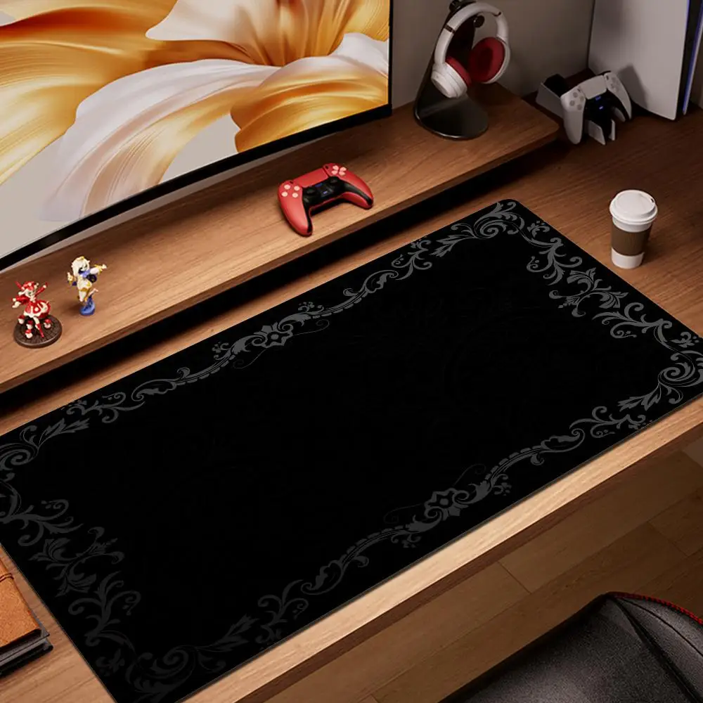 

Black Flower Lace Mouse Pad Large Gaming Table Cushion Non-slip Laptop Tablet Mousepad XXL Mat Mini PC Playmat HYBXAXC