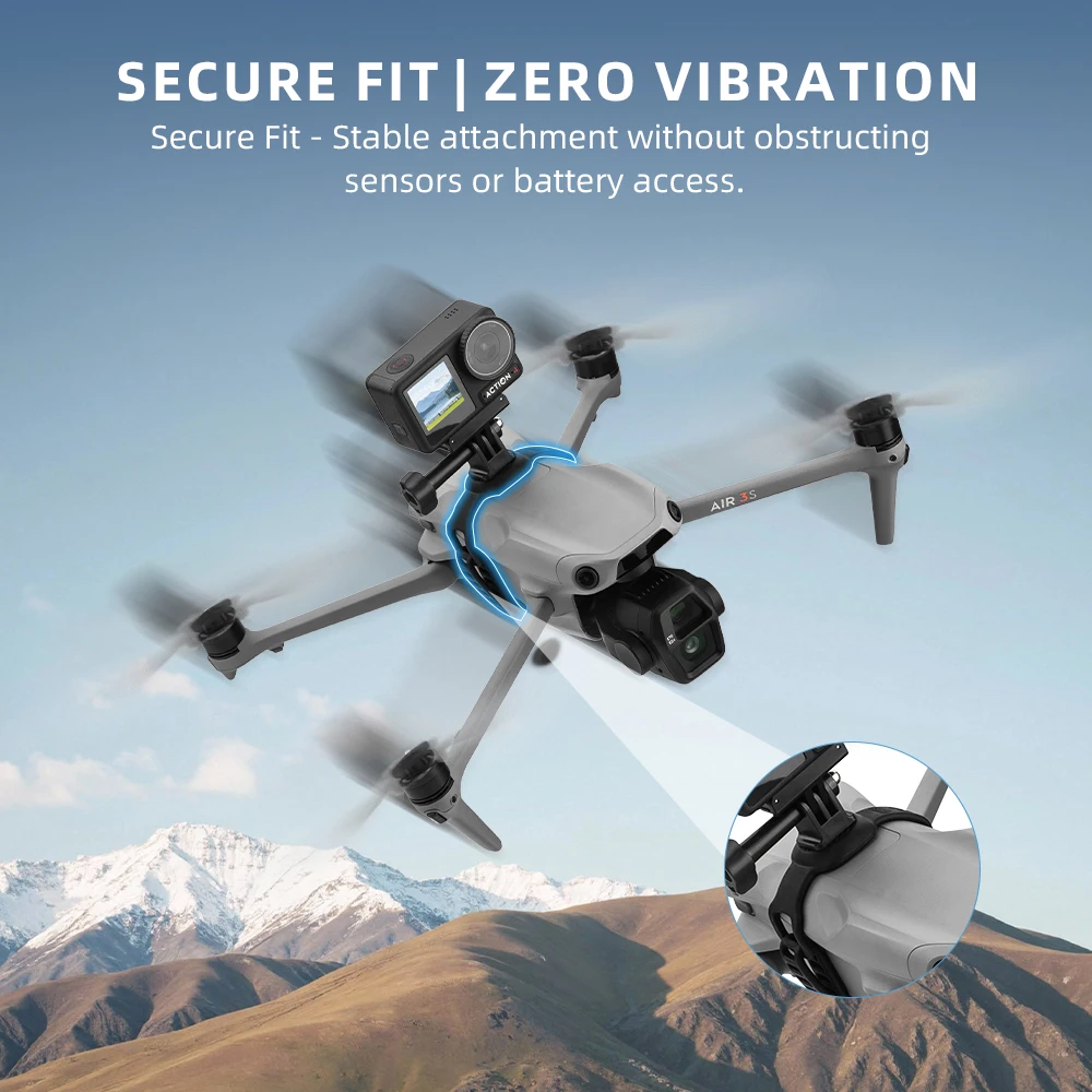 Suporte de extensão BRDRC para DJI Air 3S/Air 2/Mavic 3/Mavic 2 Pro Adaptador de drone para Gopro 13/Action 5/Insta360 Fixação de montagem