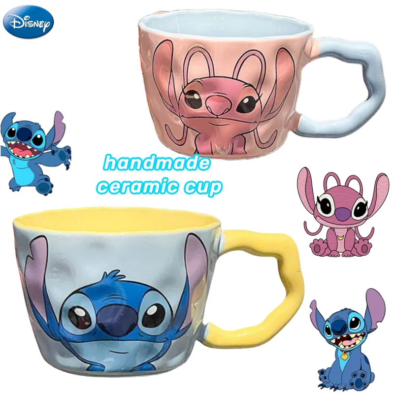 

Новые креативные персонализированные керамические кружки для кофе с молоком и кофе в стиле аниме Disney Stitch Angel, высококачественные праздничные подарки