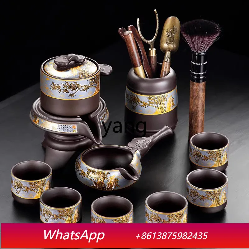 CXM  Purple Clay Tea Set for Home Use, Light Luxury Tea Brewing, Lazy Automatic Kung Fu Tea Cup and Teapot