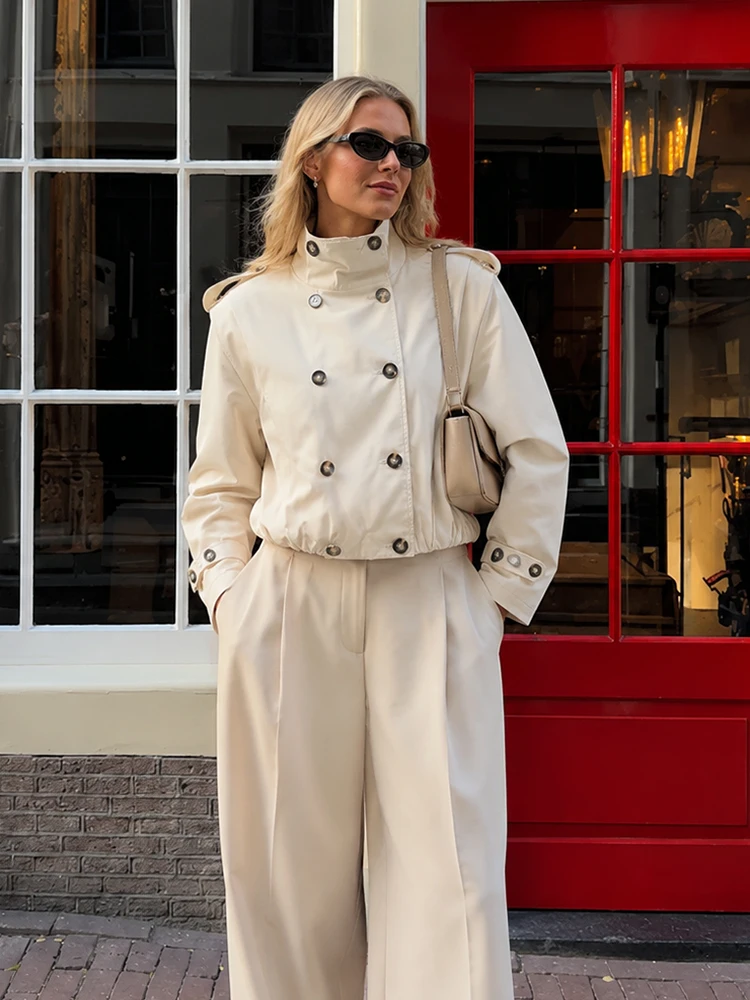 HH Lazy Effortless Cream Coat Women Spring Autumn Comfy Long Sleeve Slim Fit Casual Daily Coffee Run Chic Fashion Jacket