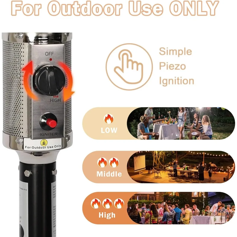 36,000 BTU Outdoor Heaters for Patio, Safety Protection System Outdoor Heater, Patio Heater with Wheels for Commercial Use