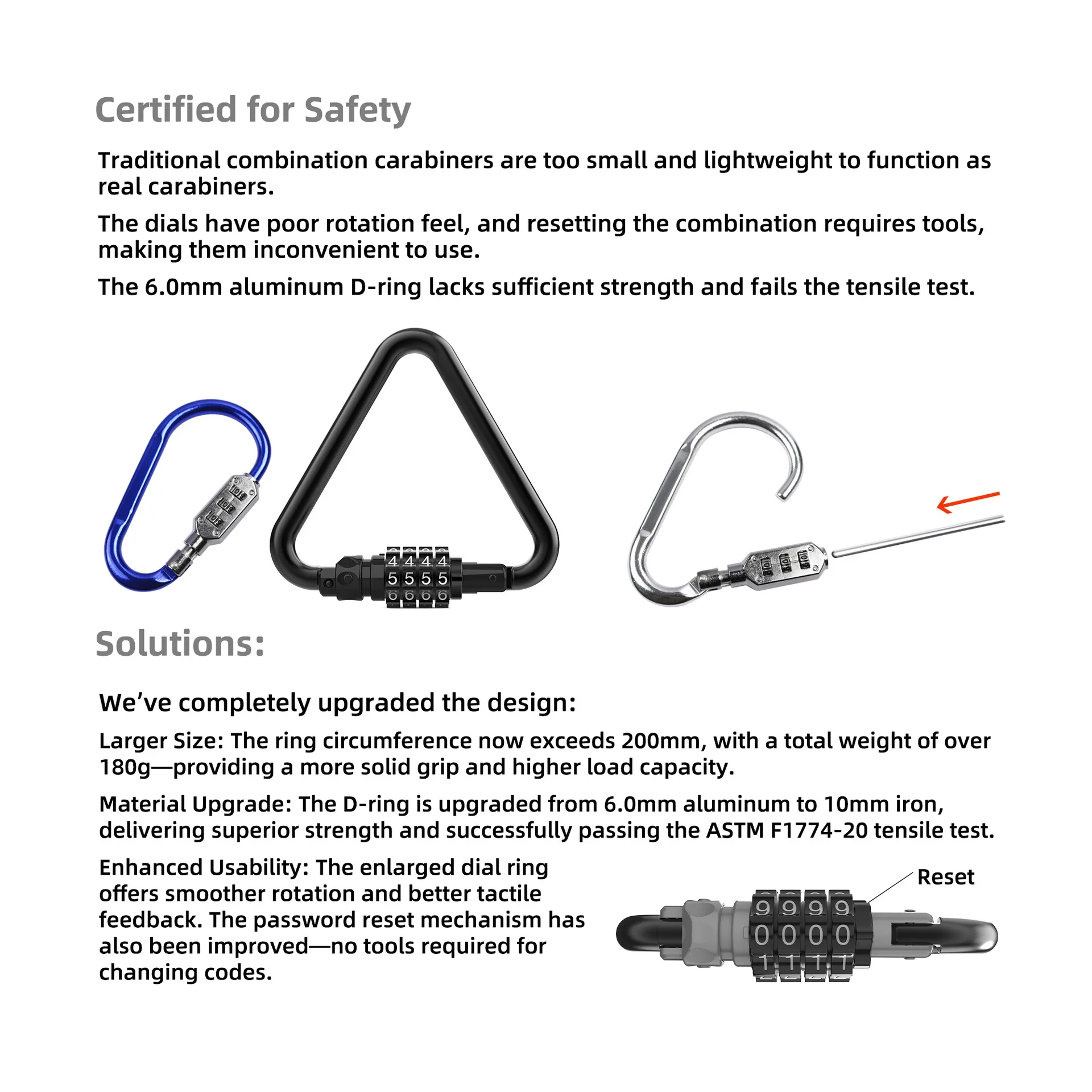 Portable Climbing Buckle Password Lock 10A - Bicycle Electric Bike Helmet Padlock Durable Security Lock for Sports & Fitness