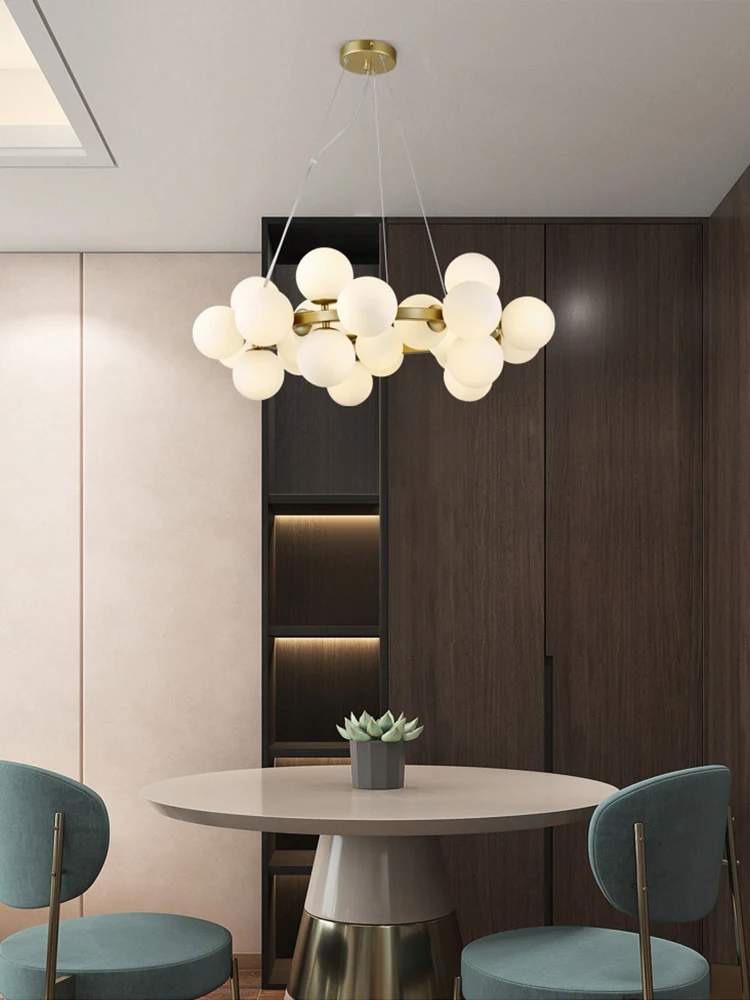 Nowoczesna szklana lampa wisząca w kształcie bąbelka, okrągły żyrandol LED do salonu, jadalni, nad wyspę kuchenną, oświetlenie do sypialni, rok 2026 — 2