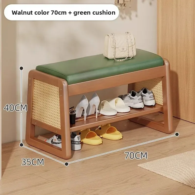 Solid wood shoe changing stool, household shoe cabinet at the door, integrated stool, light luxury, home wearing shoe stool