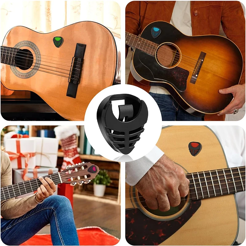 10Pcs Guitar Pick Holder Stick-On Plastic Guitar Pick Case with Adhesive Back for Bass Ukulele Acoustic Guitar Accessories