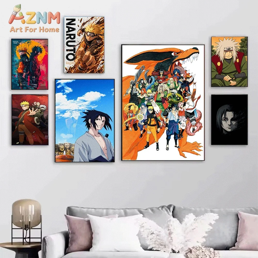 Naruto Anime Akatsuki Uchiha Itachi Red Moon Canvas Wall Art Print Poster Unframed Canvas Painting Home Living Room Bedroom De