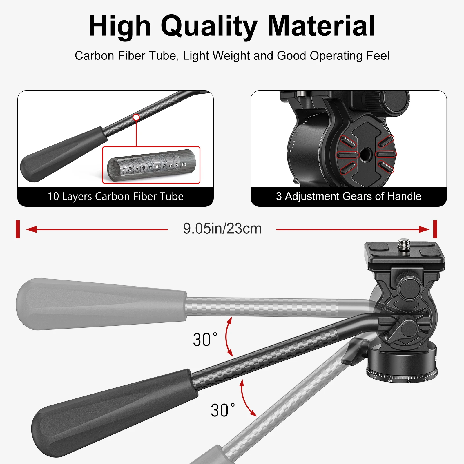 Nhẹ Mini Video Chất Lưu Đầu Toàn Cảnh Chân Bóng Đầu Sợi Carbon Tay Cầm Phụ Nhanh Chóng Phát Hành Đĩa Cho Máy Ảnh Không Gương Lật