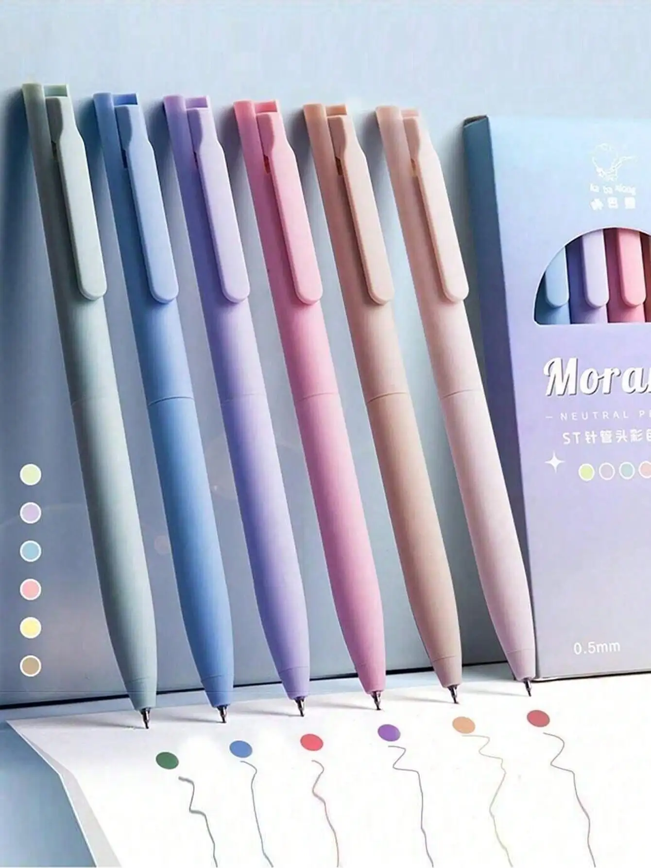 

6pcs Mixed Color Gel Pen Office Accessories Pens Ballpen Black Pens Colored Pencils Back To School