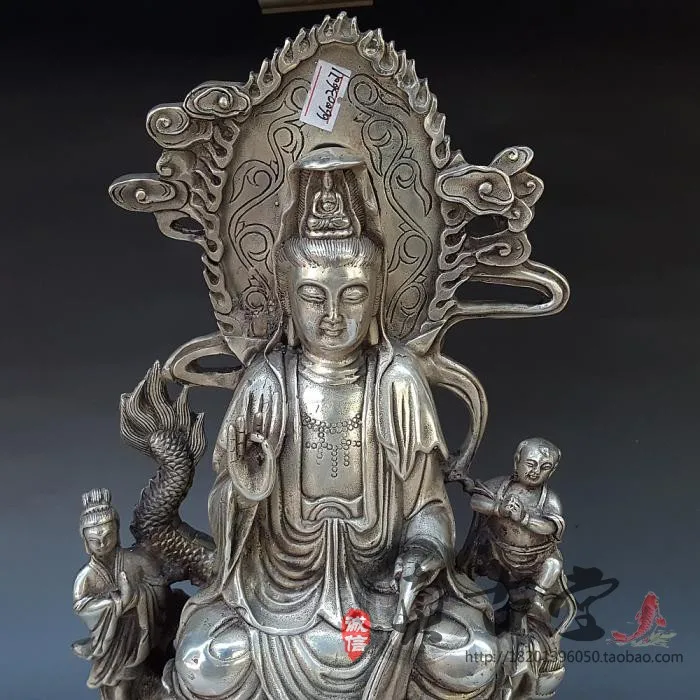 Antique Copper Plated Silver Guanyin Ornaments, Large And Free Guanyin, Not A Bronze Statue For Safekeeping, Antique Miscellaneo