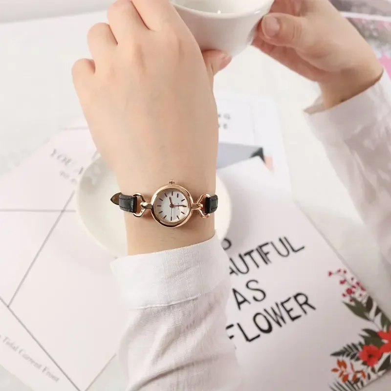 Small Round Dial Watch for Women Luxury Watches Girls Quartz Wristwatch Fashion Gifts Bracelet Reloj Mujer Rosa Relogio Feminino