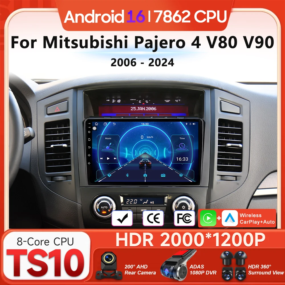 

Мультимедийный проигрыватель для автомобиля Android для Mitsubishi Pajero 4 V80 V90 2006-2024, аудиоэкран, CarPlay, автомагнитола, видео, навигация, GPS