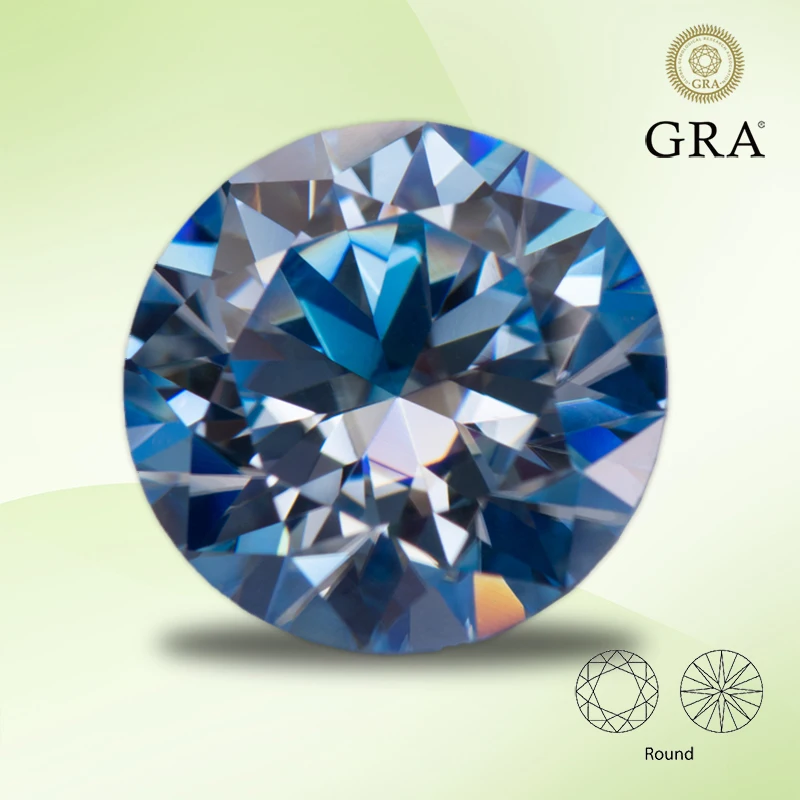 

Moissanite Stone Ice Blue Colour Round Cut Gemstone Lab Grown Heat Diamond for Charms Women Jewelry Making with GRA Certificate