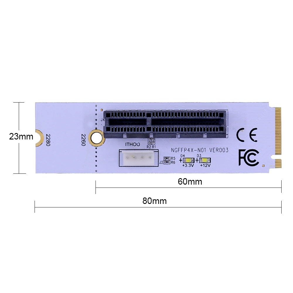 NGFF M.2 To PCI-E 4X Riser Card M2 Key M To PCIe X4 Transfer With LED Voltage Indicator For PCI Express 1X To 16X Adapter Cord