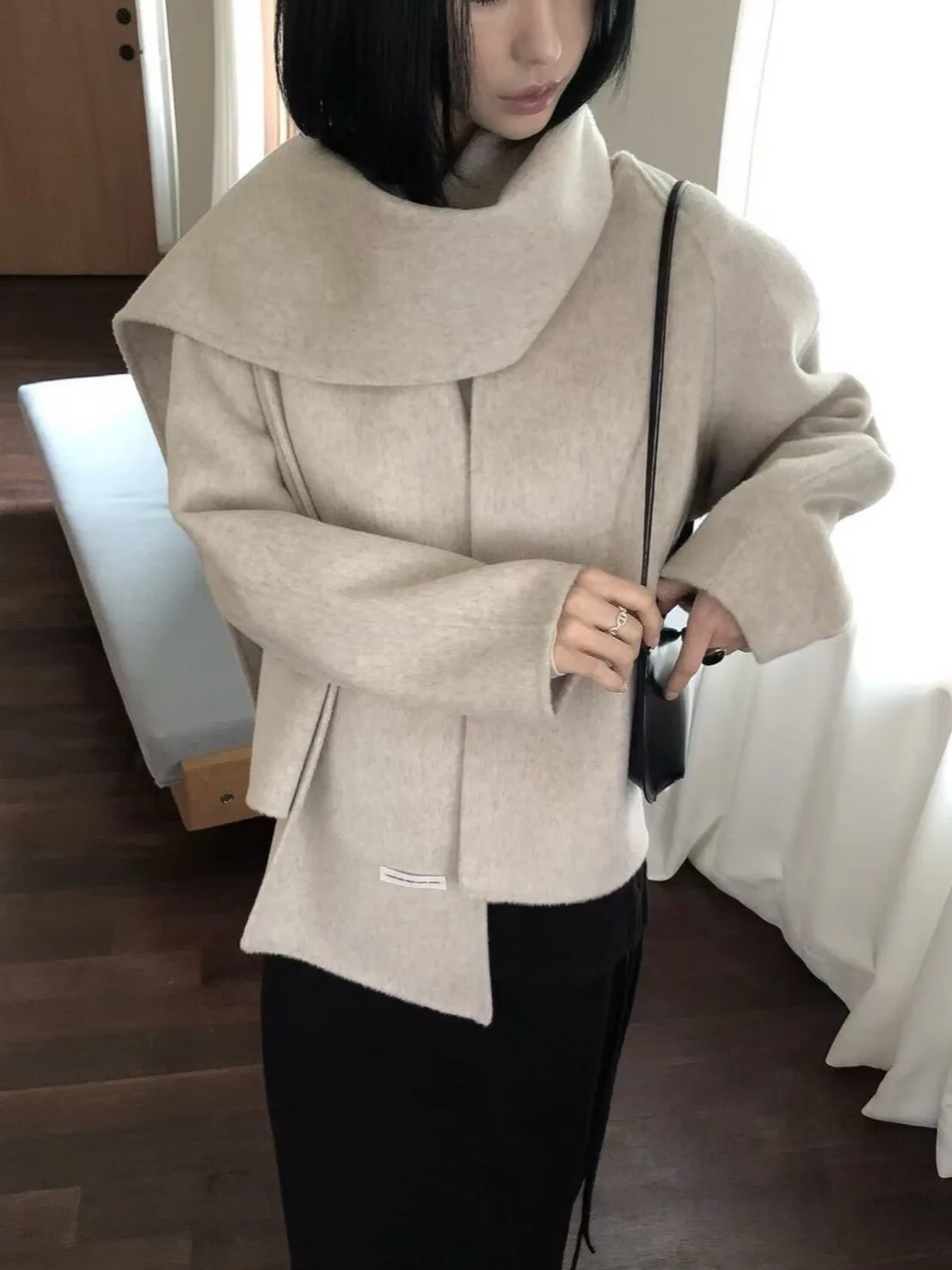 Atmospheric Short Woolen Scarf Women's Winter Coat New Style Small Size Woolen Coat Korean Style Regular Fit Outerwear