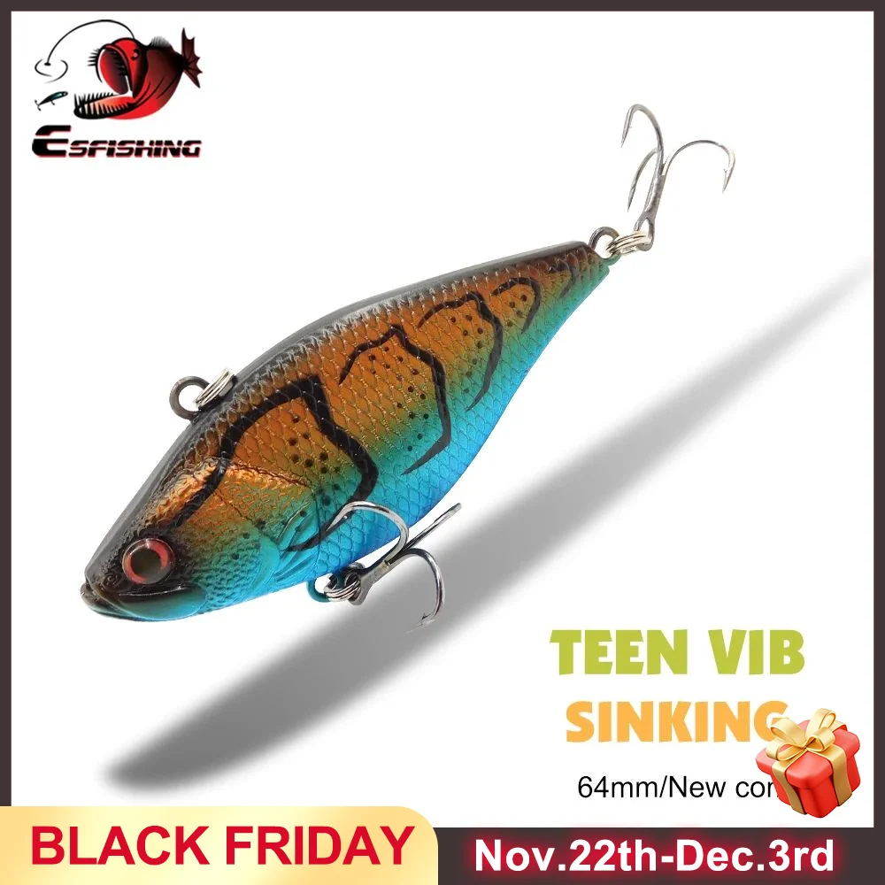 ESFISHING 2023 New Fishing VIB 64mm Sinking Bait Professional Design For Bass Perch Artificial Plastic Lure Tackle For all Fish