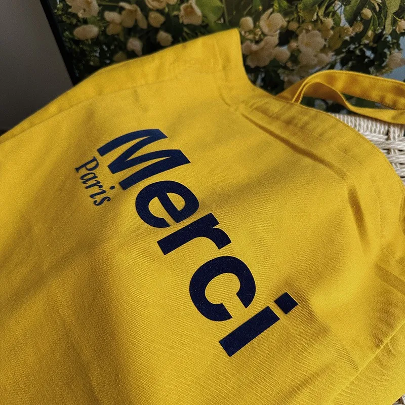 Gelbe Canvas-Einkaufstasche mit großer Kapazität, tragbare Pendler-Handtasche für Studenten, Büroangestellte, vielseitige Einzelschultertasche, Heim-Shoppi – Detail 5