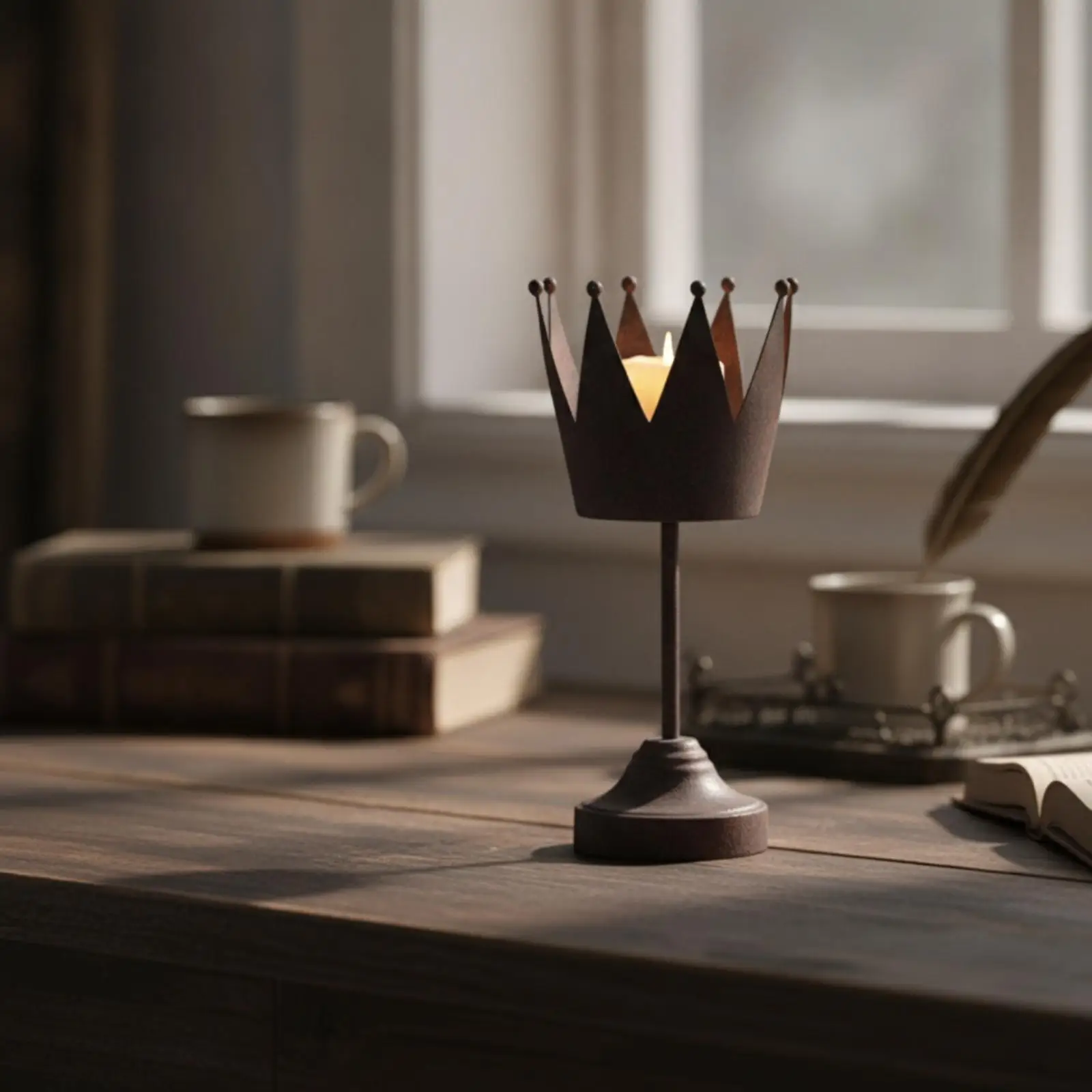 Crown Candle Holder Decorative Candlestick Industrial for Table Centerpiece