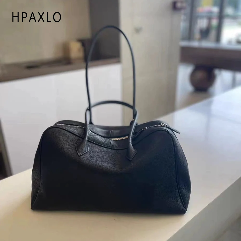 

Последняя женская сумка из натуральной яловой кожи, просторная рабочая сумка через плечо, подушка в бостонском стиле, сумка-тоут для подмышек, большая женская сумка